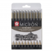 Zestaw cienkopisów Pigma Micron czarne 10 sztuk